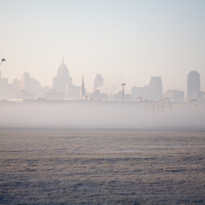 A foggy morning in Detroit