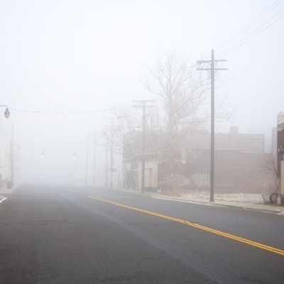 A foggy morning in Detroit